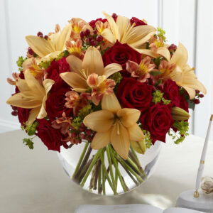 Rose and Lily Sunset Arrangement
