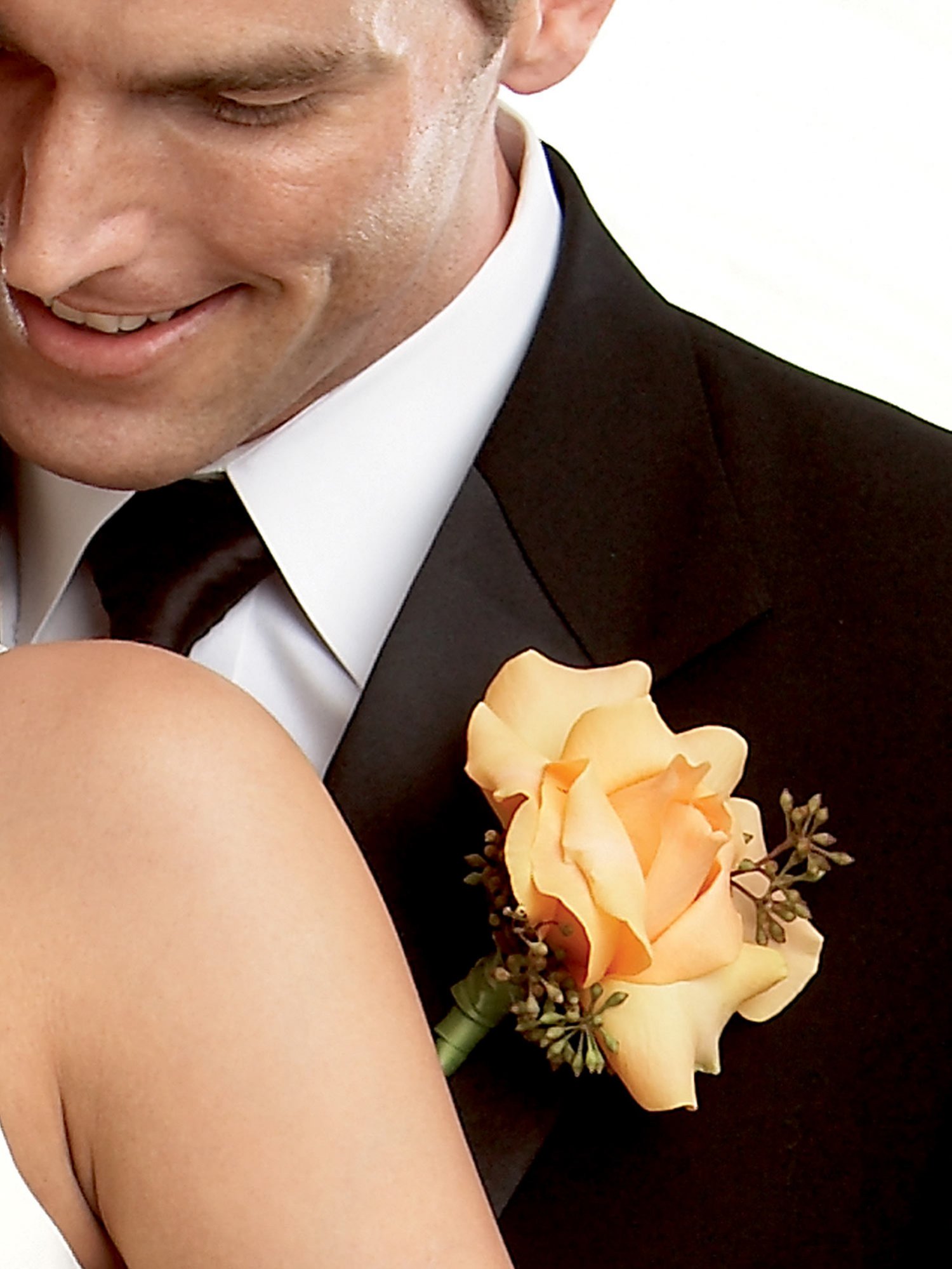 Sweet Peach Rose Buttonhole-0