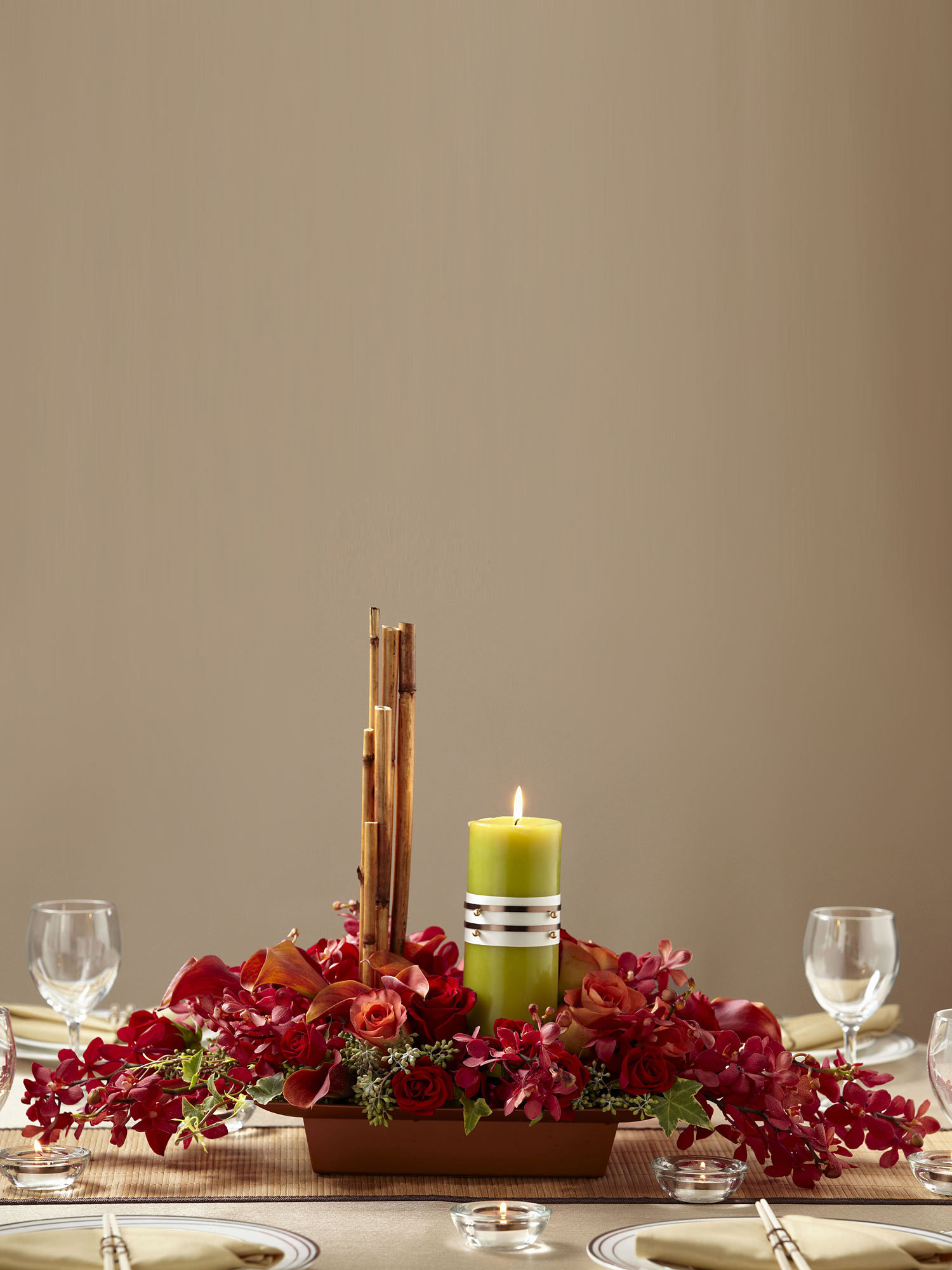 Rich Red Candle Arrangement-0