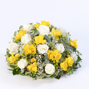 Rose and Freesia Posy Yellow & White