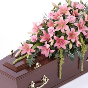 Lily and Rose Casket Spray Pink