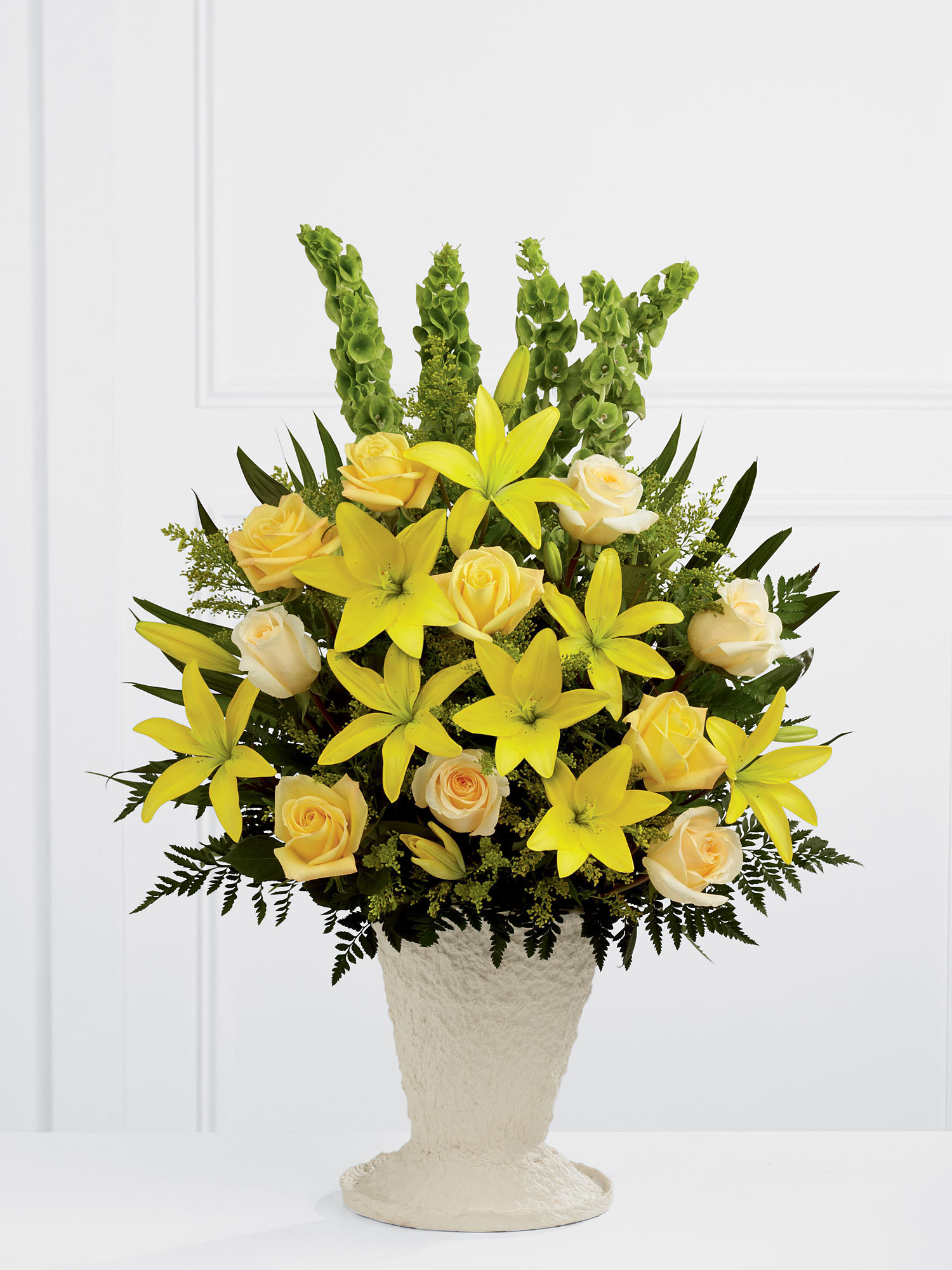 Yellow Lily and Rose Service Arrangement-0